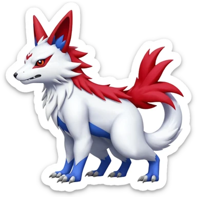 Garurumon-Zangoose-Renamon-fusion-hybrid-creature (full body) sticker