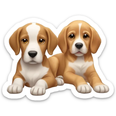 Baby with a golden retriever and beagle  sticker