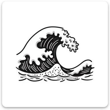notion style hand drawn doodle of an abstract ocean wave sticker
