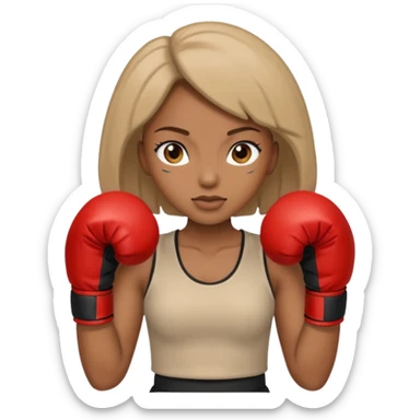 Black lady with beige clothes boxing with beige gloves sticker