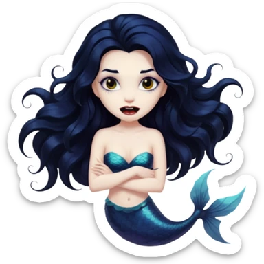 Black vampire mermaid sticker