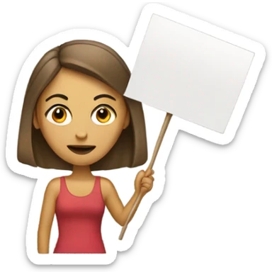 woman holding placard on stick sticker