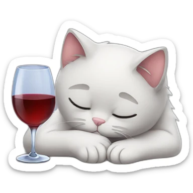 depressed tired kitty drinking wine sticker