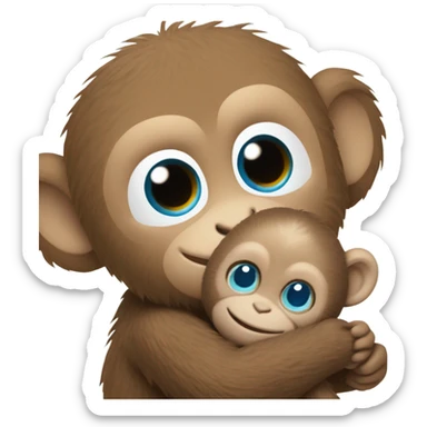 Light brown body, light blue eyes, baby monkey, jellycat stuffed animal sticker