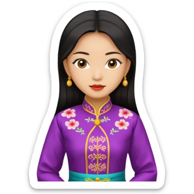 Asian girl wearing traditional ao dai Vietnamese clothes sticker