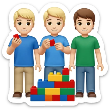 boys playing with legos full body sticker