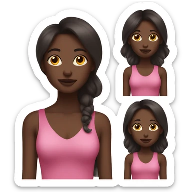 Dark skin Mom and daughter with long hair sticker