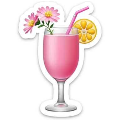 Pink Mimosa drink with flower  sticker