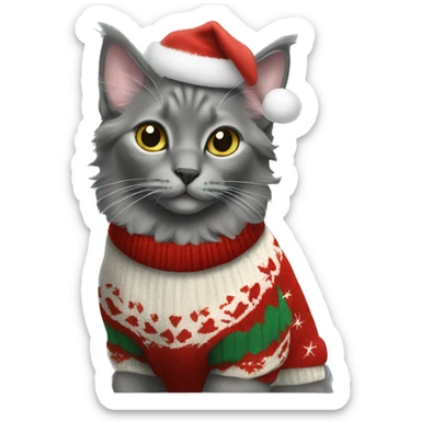 nebelung cat in christmas sweater sticker