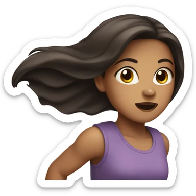 dark brow hair girl running sticker