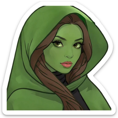 Beautiful girl with long brown hair with beautiful lips in abaya  sticker