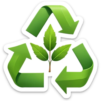 green leaf and recycling arrows symbolizing sustainability in logistics sticker