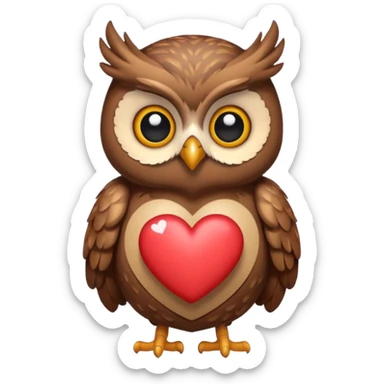 Owl holding hearts sticker