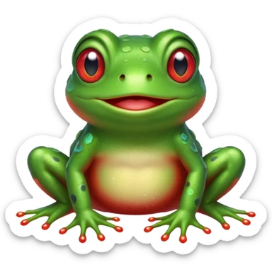 Frog Happy Cute Red Glitter Space sticker