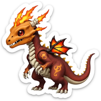 Skeletal Fiery Volcanic Cubone-Salandit-Marowak-Duskull-dragon sticker