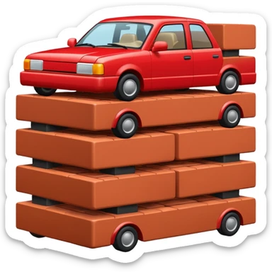 An auto which is full of bricks sticker