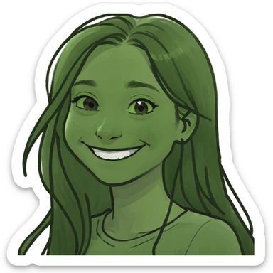 smiling girl with long hair sticker
