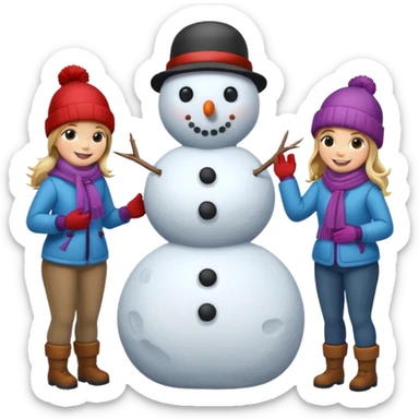 people making a snowman sticker