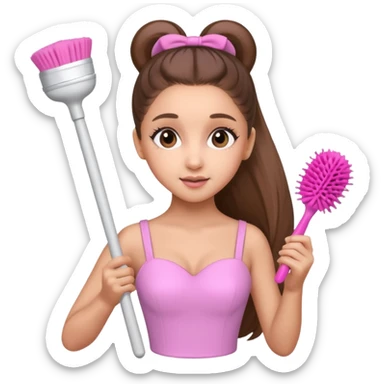 ariana grande holding toilet brush sticker