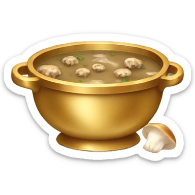 Mushroom soup in a gold bowl sticker