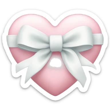 Pastel pink heart with white bow sticker