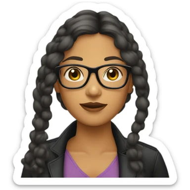 mujer-con-gafas-pelo-negro-largo-y-bebe mujer un año sticker