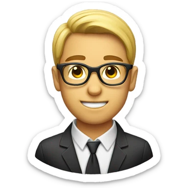 male nerd with rounded eyeglass sticker