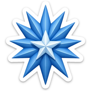11 corners blue star with white colour tick on it sticker
