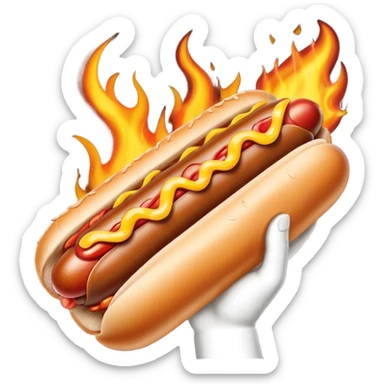 Hand Holding a Flaming Hotdog sticker