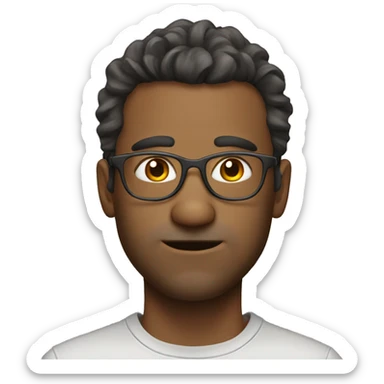 A guy with thin steel glasses with straigt messy medium sized hair sticker