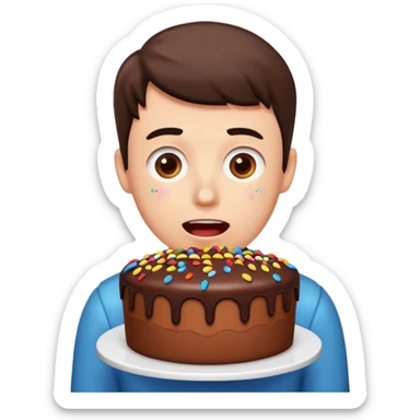 cake with a man hiding inside sticker