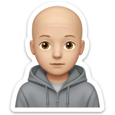 Bald boy in hoody sticker