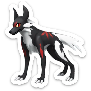Black Cool Edgy Sergal-Houndoom-Fakémon  with White and Red Edgy markings sticker