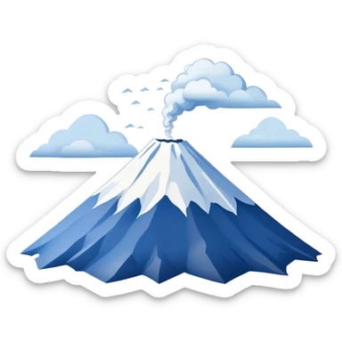 Mount Fuji with muted blue and white colors, not bright sticker