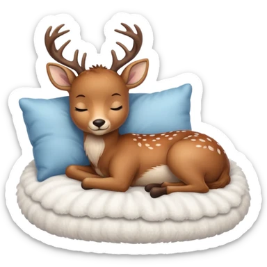 Cute deer sleeping in bed sticker