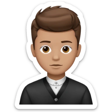 create a fringe haircut boy with a brown hair with hair little up more looking like quiff hairstyle sticker