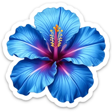Blue hibiscus flower sticker