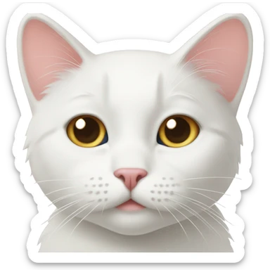 White cat with 🎀 sticker