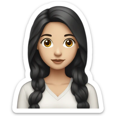 White skin color pakistani girl with black long hair sticker