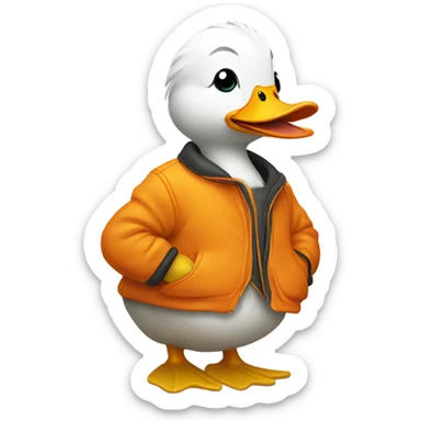 Duck with orange jacket sticker