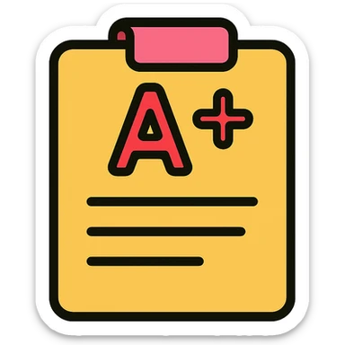 A+ grade on a school report, colorful, cheerful, suitable for celebrating academic achievement sticker