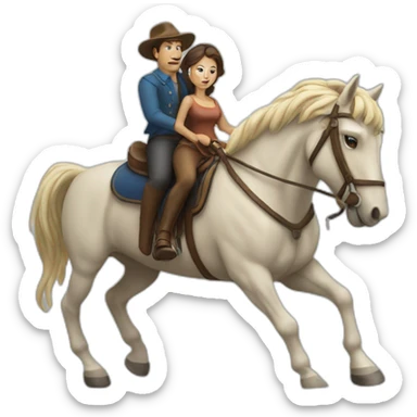man riding a horse with a head of a woman sticker