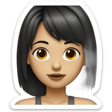 Fille -cheveux a la garçone de couleur noir avec franche et lisse sticker