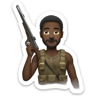 African man with a shotgun sticker