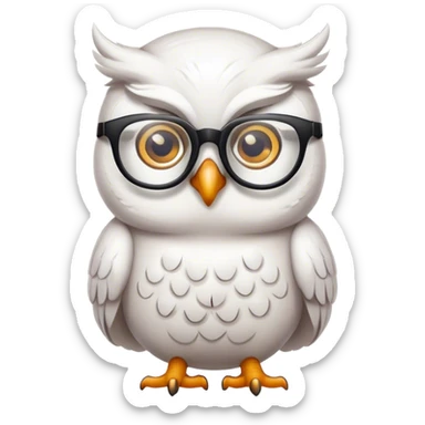 White owl with glasses and a question mark thought bubble sticker
