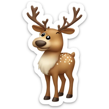 Light brown christmas reindeer with freckles sticker