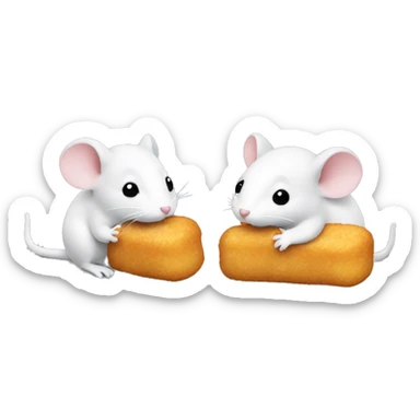 two mouses (one white and the other gray) eating chicken nuggets sticker
