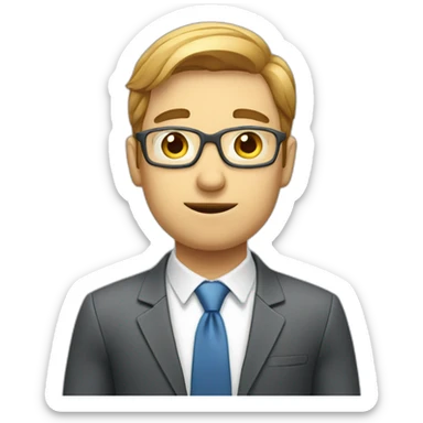 Office guy looking at charts with smart face expression  sticker