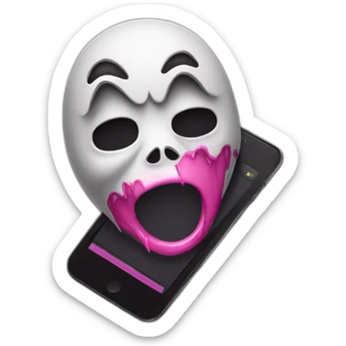Scream mask with a pink phone  sticker