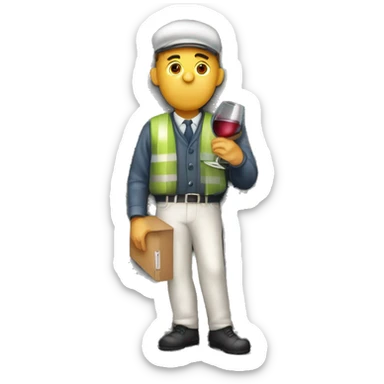 Funny Drunken postman leaning against mailbox with wine decanter sticker